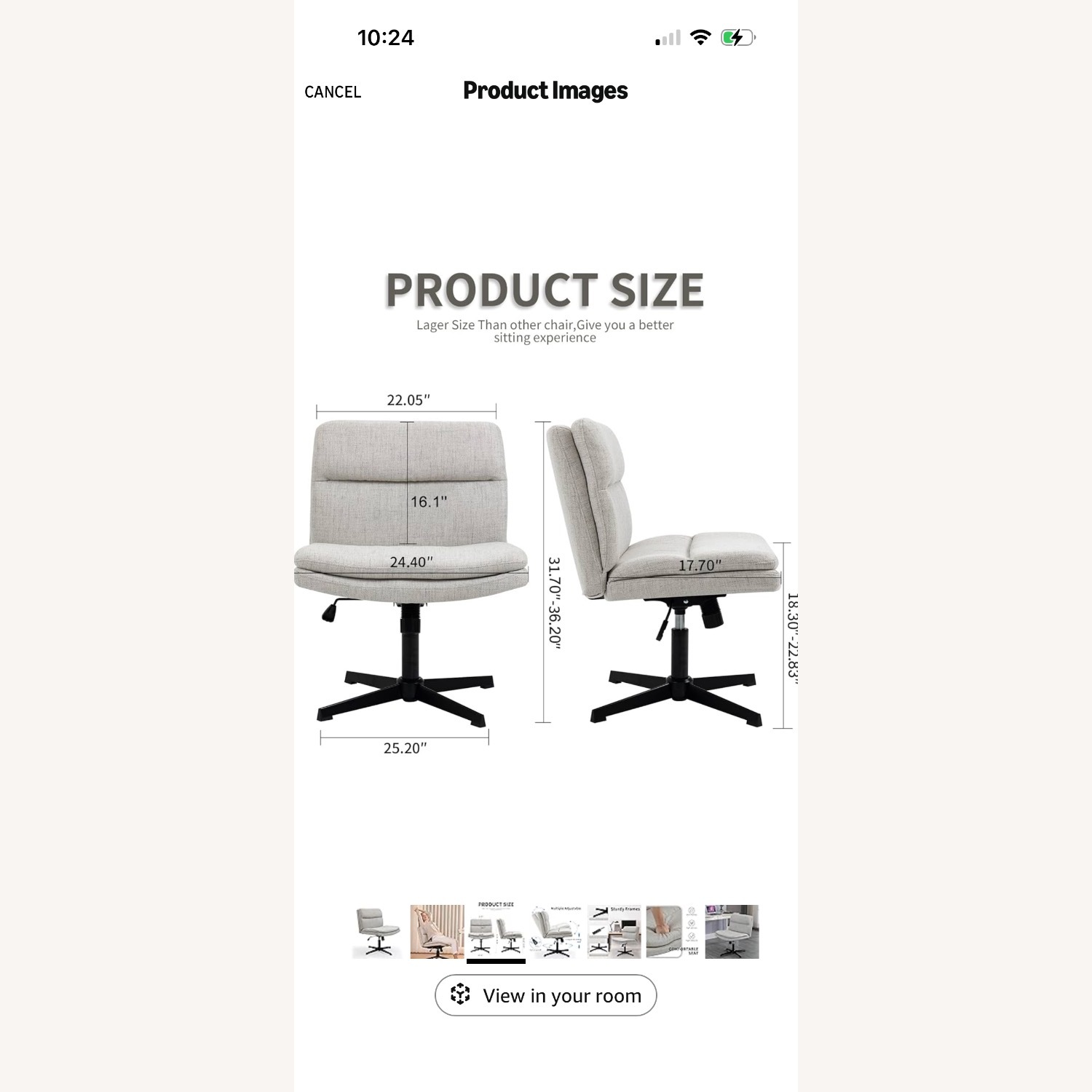Amazon Light Gray Office Chair - image-3