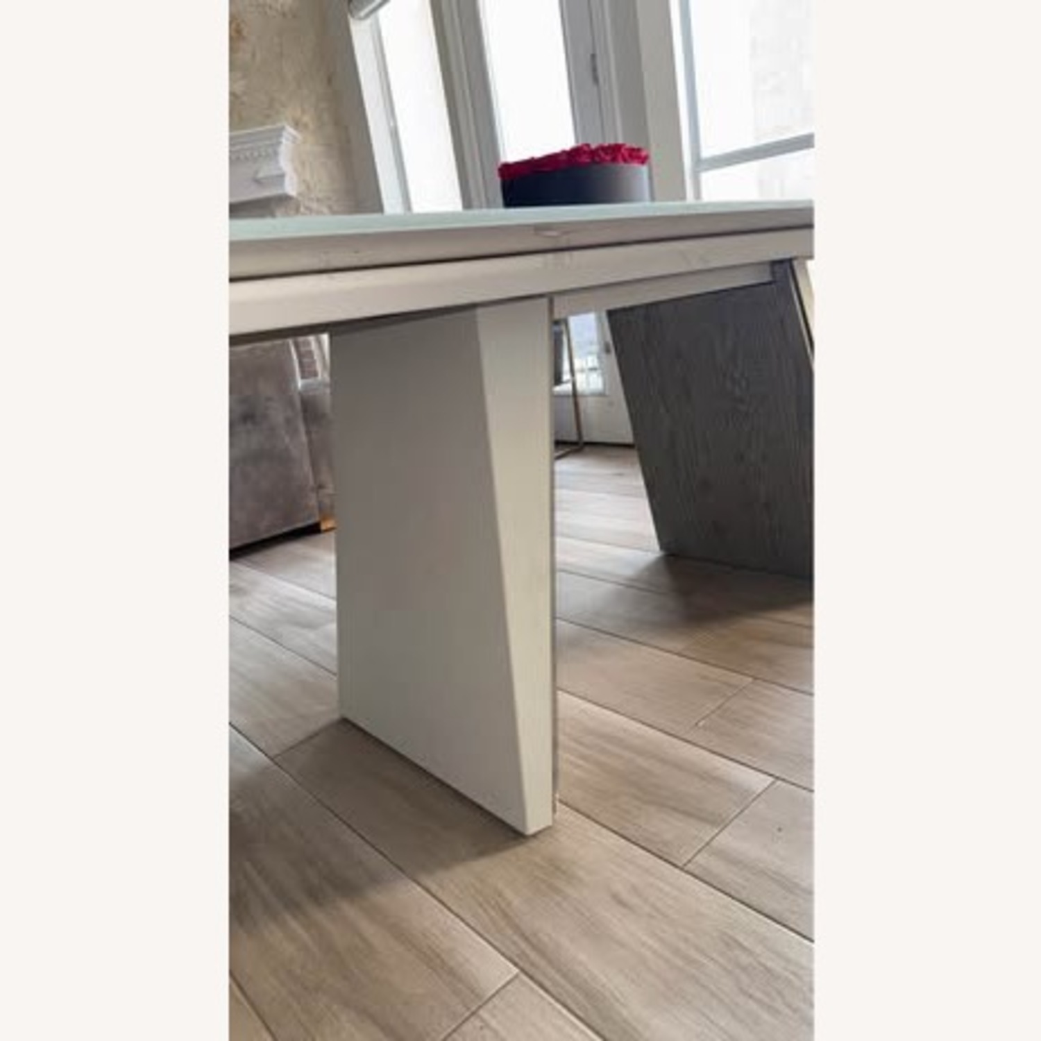 Light Gray Glass Dining Table - image-3