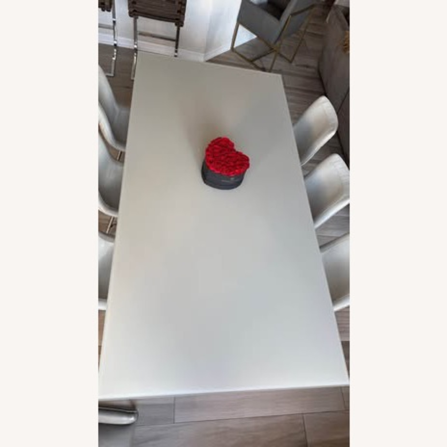 Light Gray Glass Dining Table - image-2