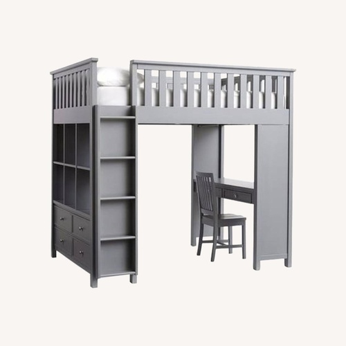 Used Pottery Barn Teen Elliot Light Gray Wood Bunk Bed for sale on AptDeco