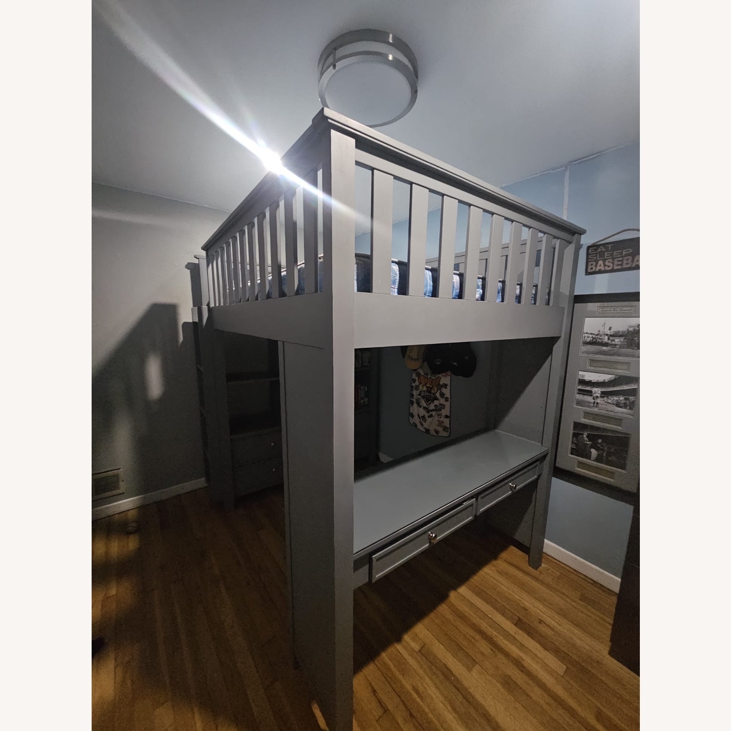 Pottery Barn Teen Elliot Light Gray Wood Bunk Bed - image-1