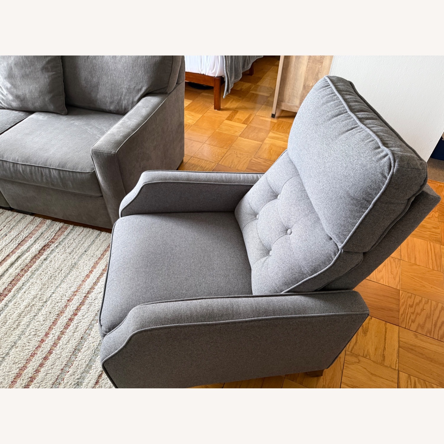 Macy's Light Gray Fabric Recliner - image-3