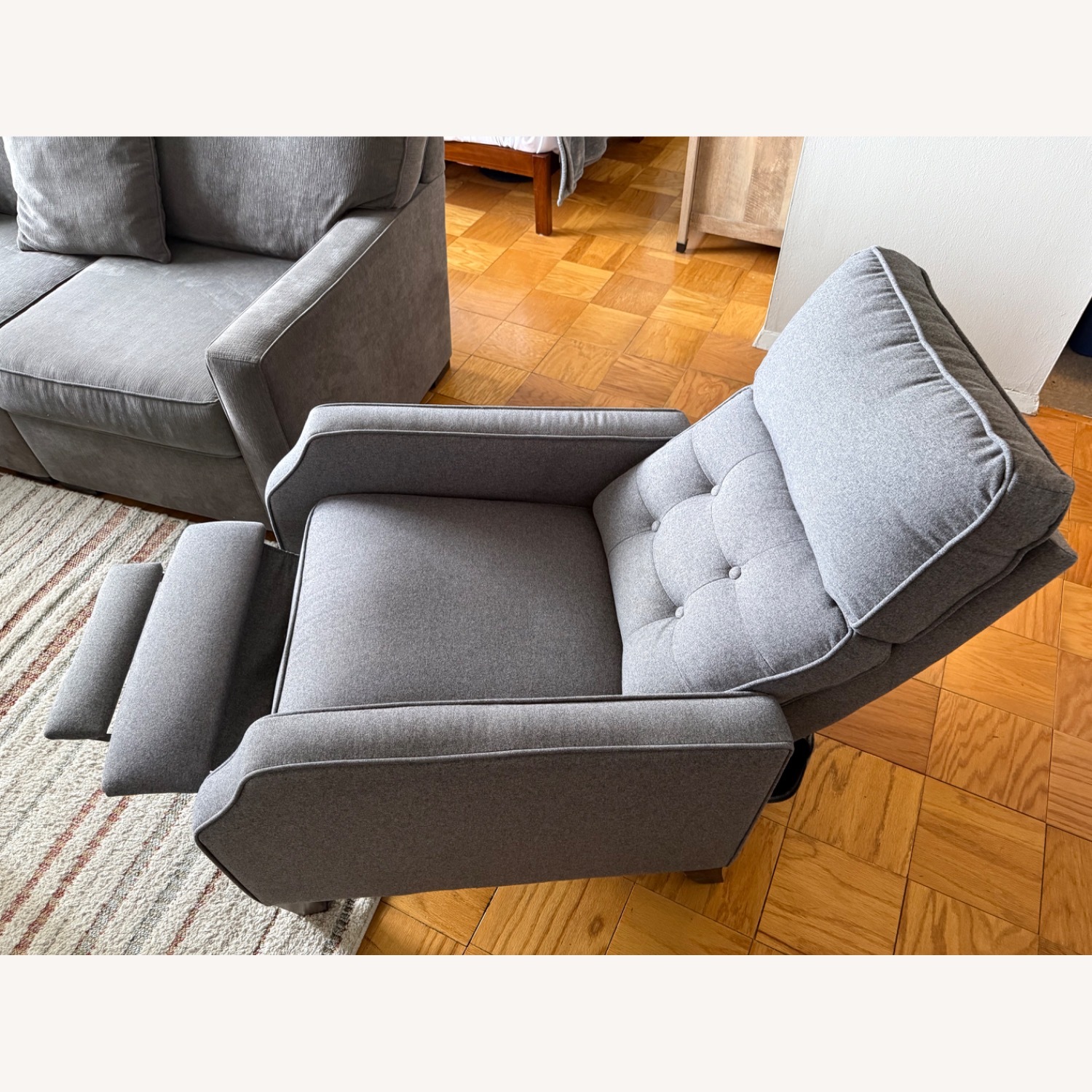 Macy's Light Gray Fabric Recliner - image-1