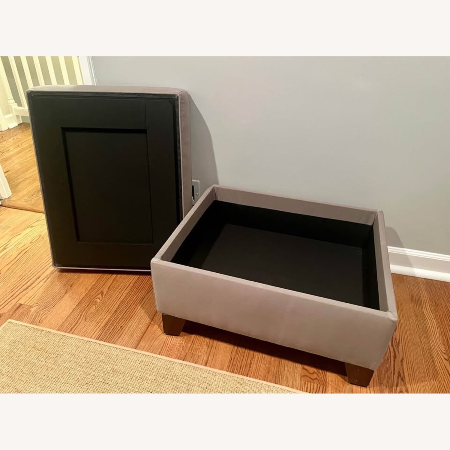 Pottery Barn Storage Ottoman Gray Fabric - image-3