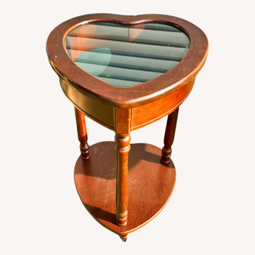 Used Vintage Cherry Wood Heart-Shaped Side Table for sale on AptDeco