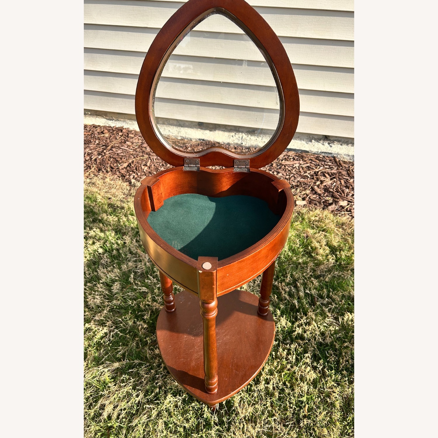 Vintage Cherry Wood Heart-Shaped Side Table - image-3