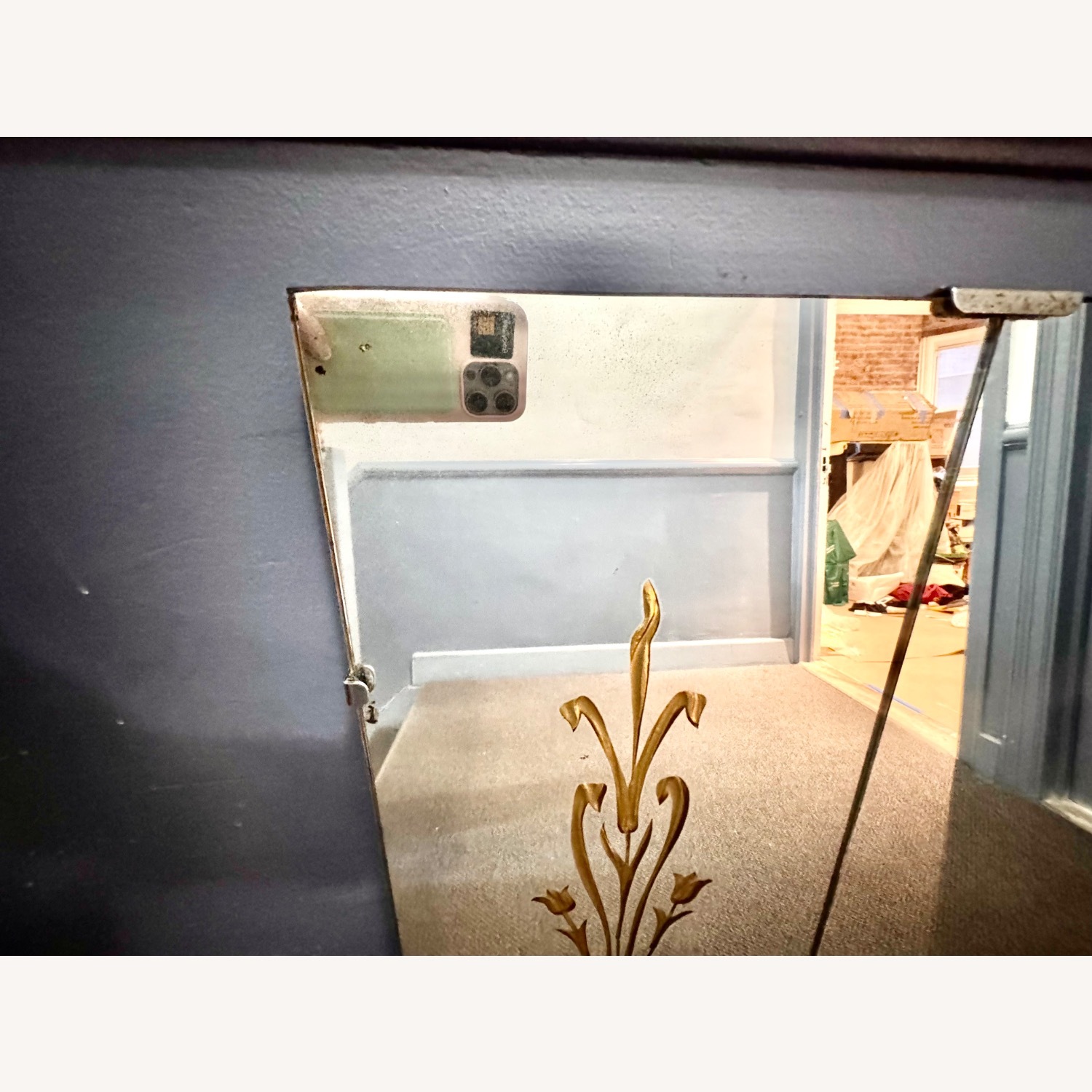 Large Vintage/Antique Etched Wall Mirror - image-5