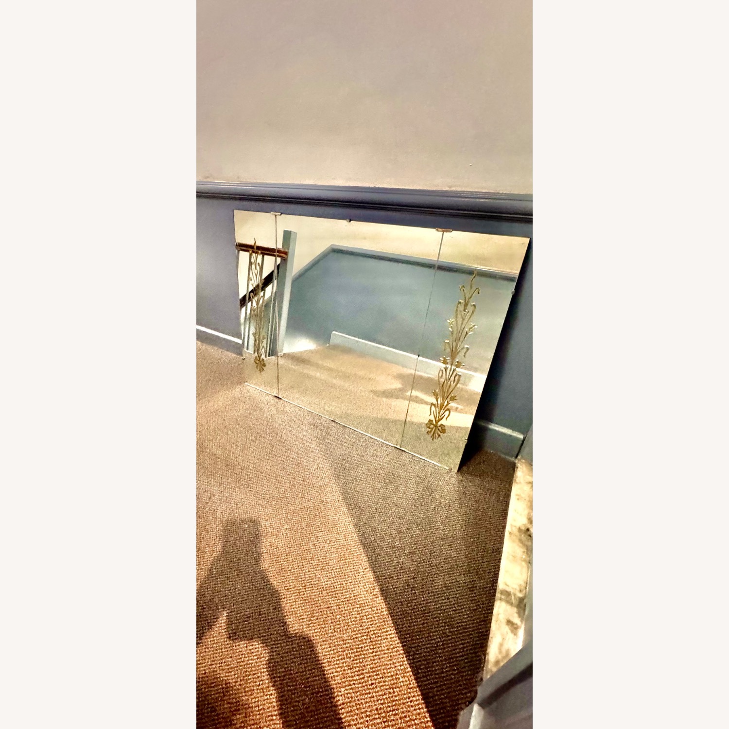Large Vintage/Antique Etched Wall Mirror - image-2