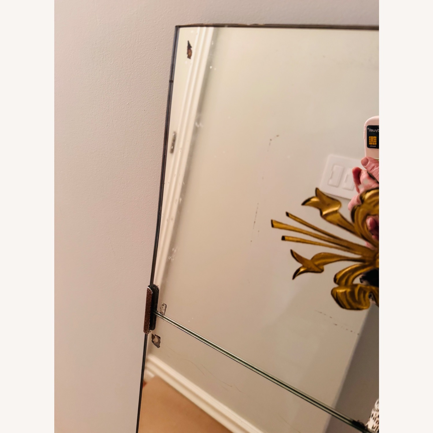 Large Vintage/Antique Etched Wall Mirror - image-3