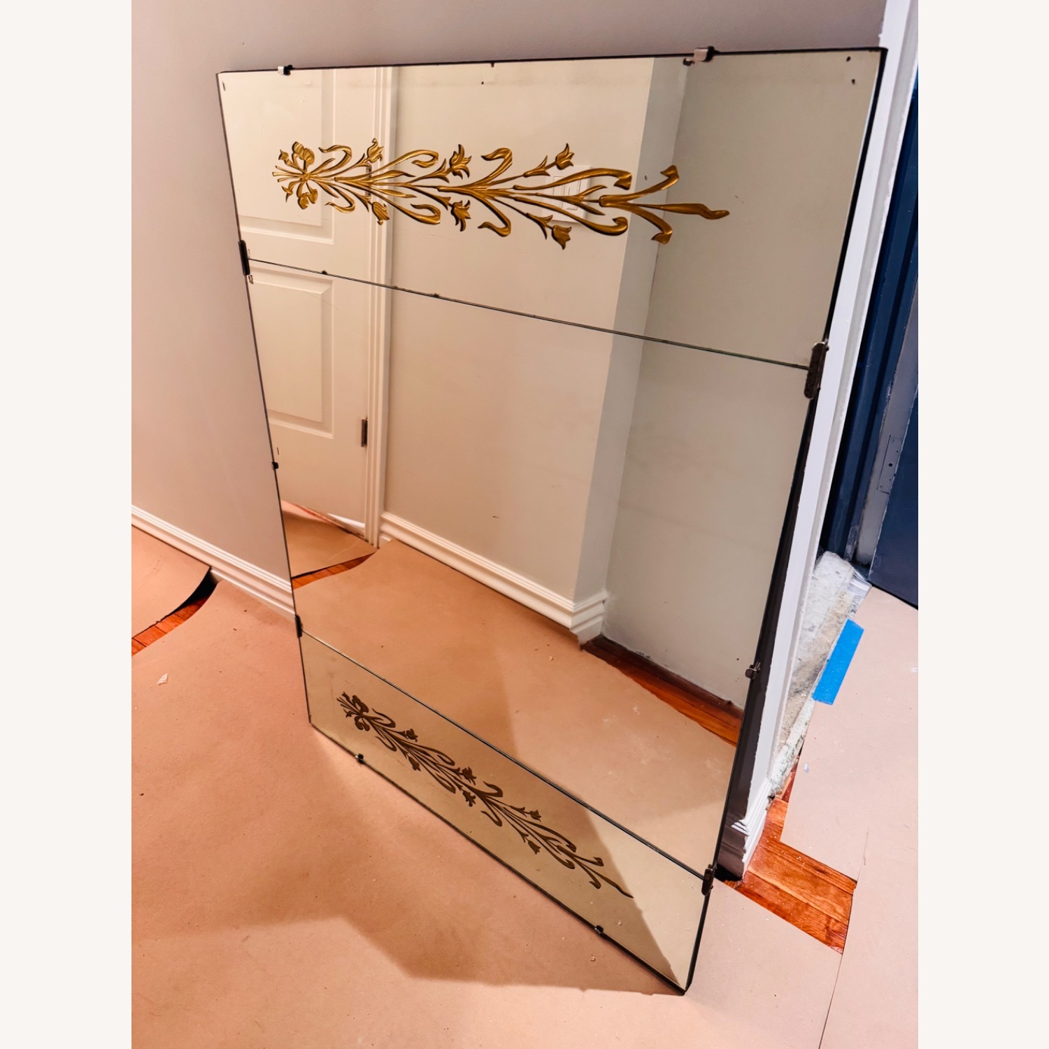 Large Vintage/Antique Etched Wall Mirror - image-1