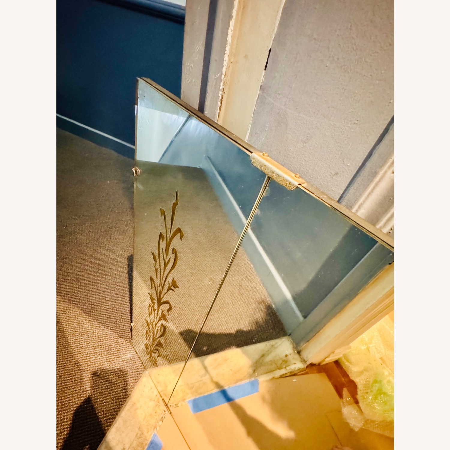 Large Vintage/Antique Etched Wall Mirror - image-19