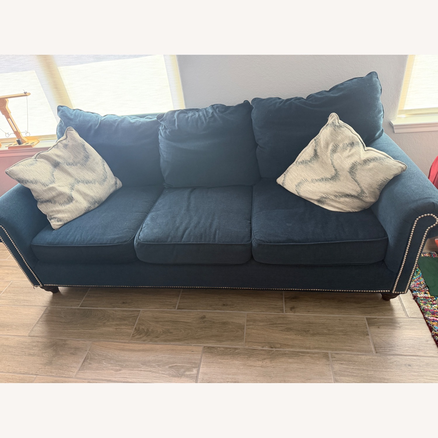 Bassett Chenille Fabric Couch - image-6