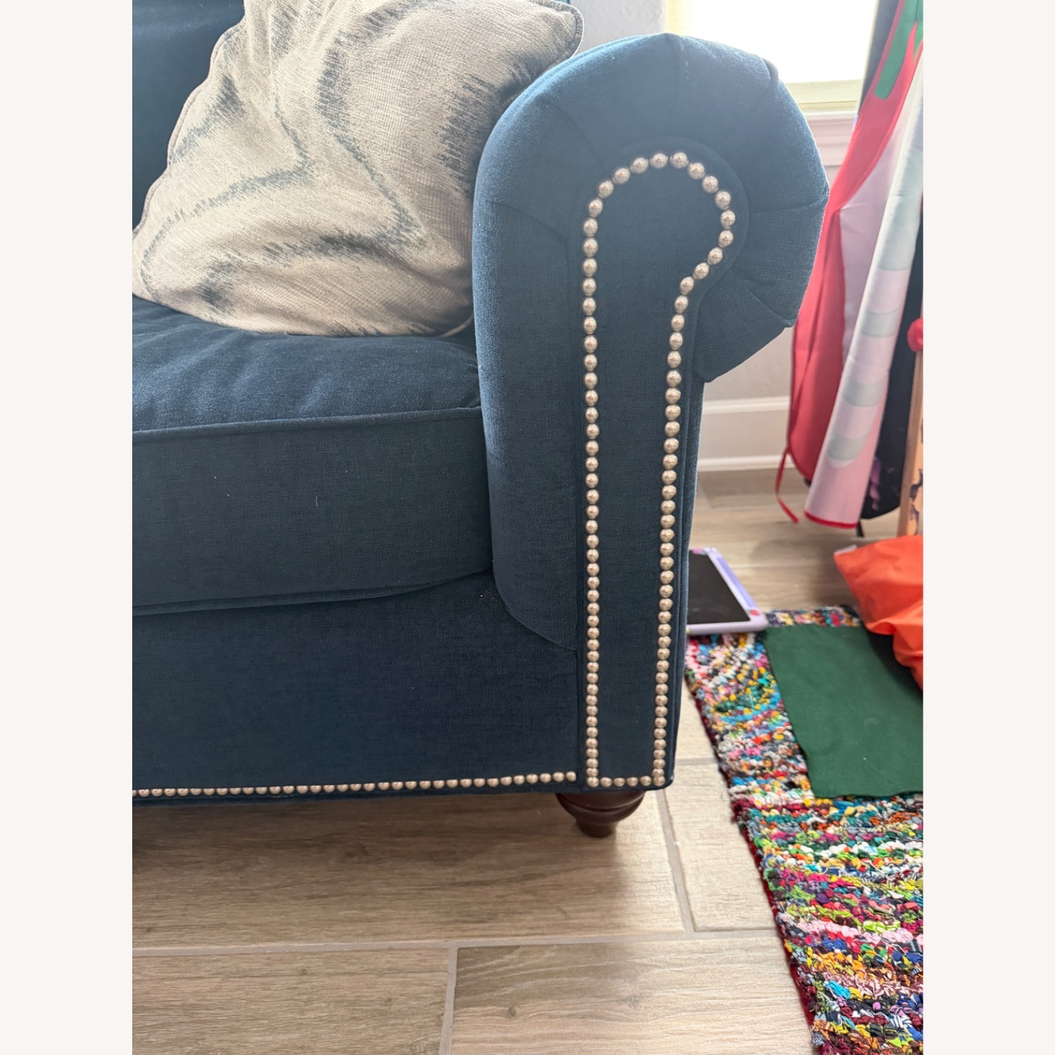 Bassett Chenille Fabric Couch - image-2