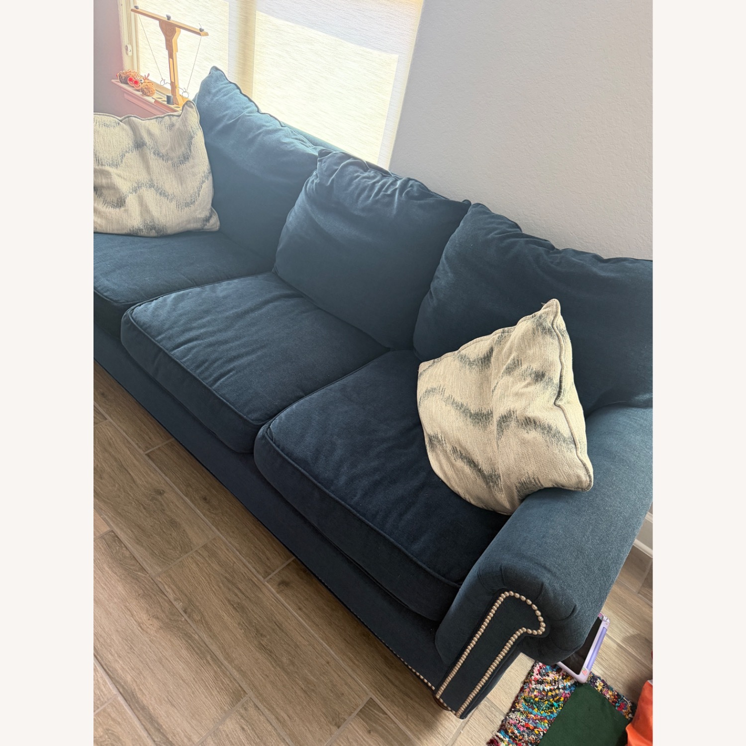 Bassett Chenille Fabric Couch - image-4