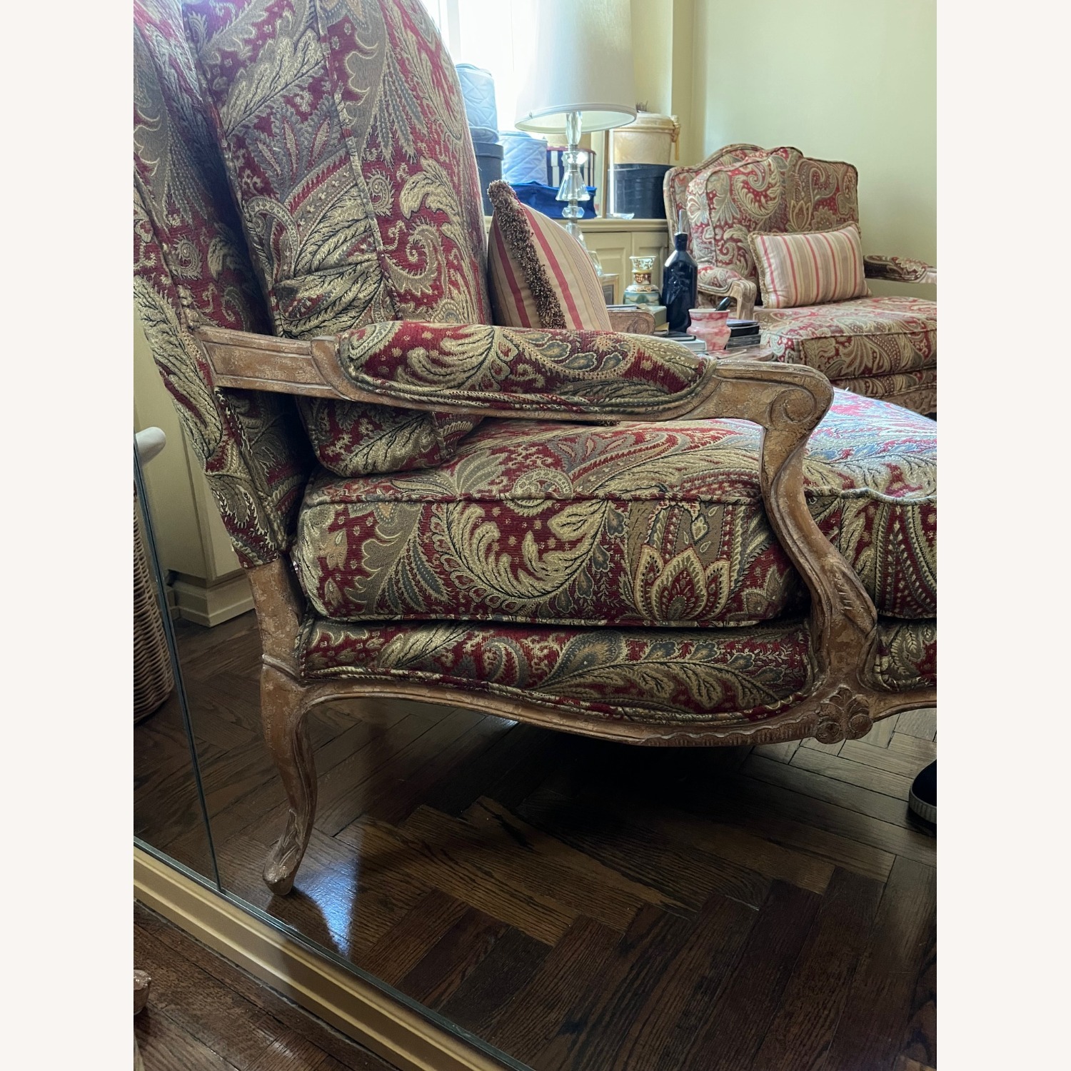 French Vintage-Style Armchairs 2 Plus Ottoman - image-3
