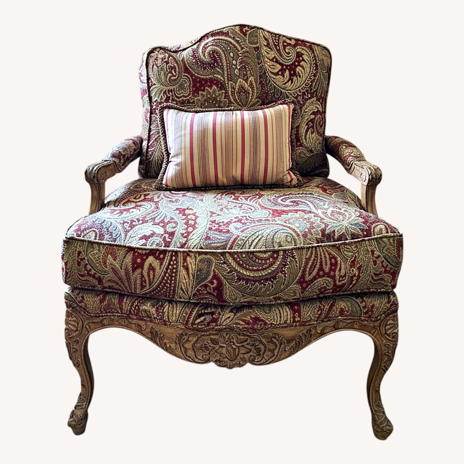 French Vintage-Style Armchairs 2 Plus Ottoman - image-0