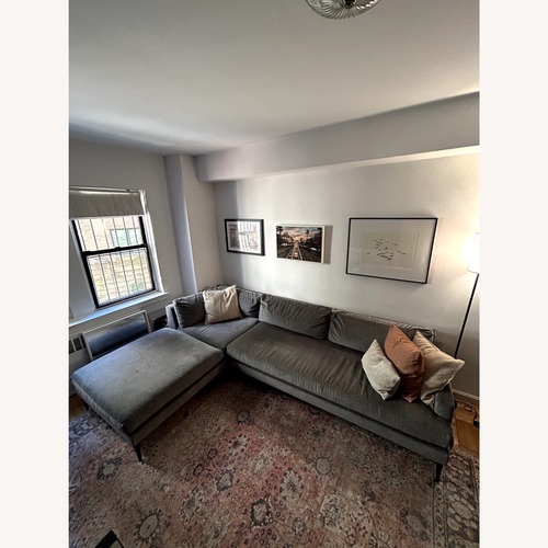 Used West Elm Velvet Pewter Fabric 3 Piece Sectional for sale on AptDeco