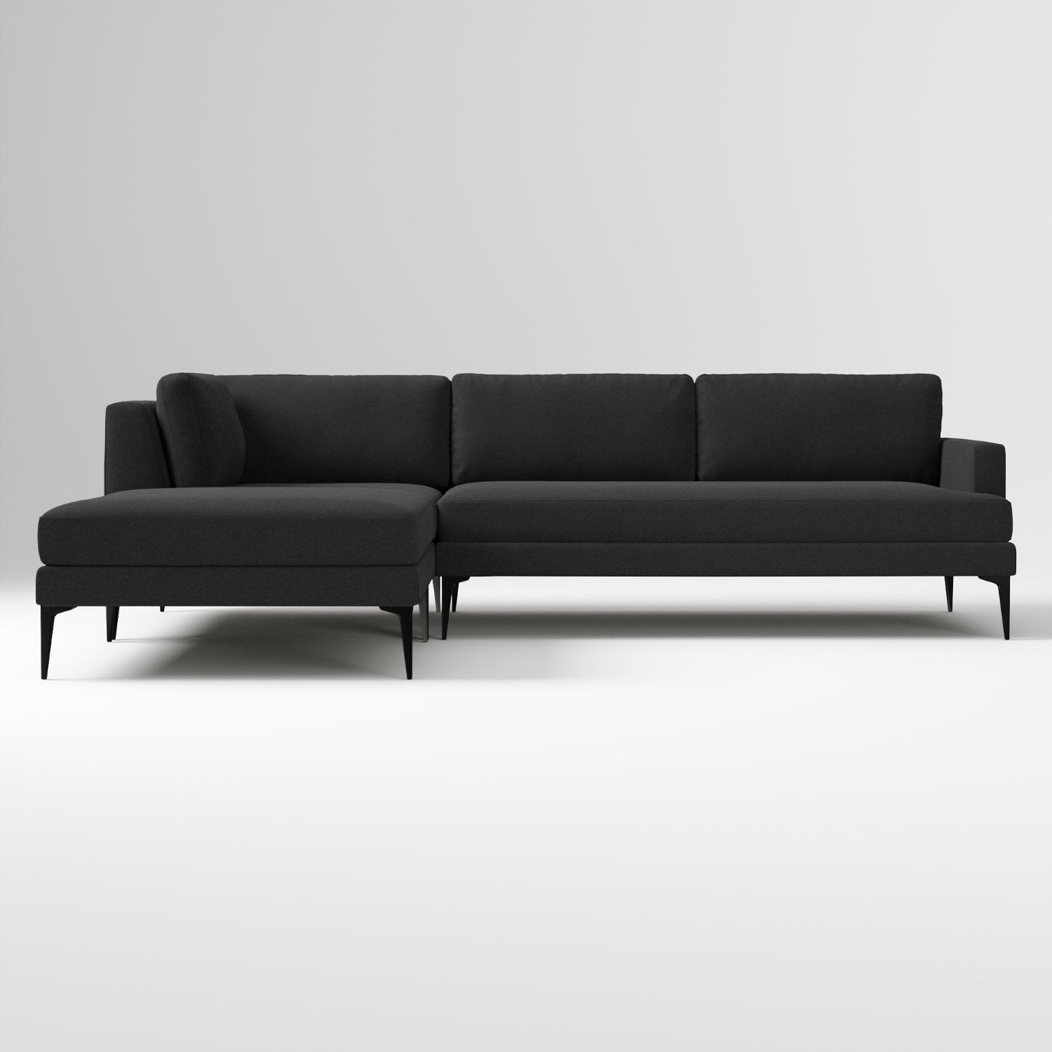 West Elm Velvet Pewter Fabric 3 Piece Sectional - image-8