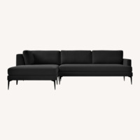 West Elm Velvet Pewter Fabric 3 Piece Sectional
