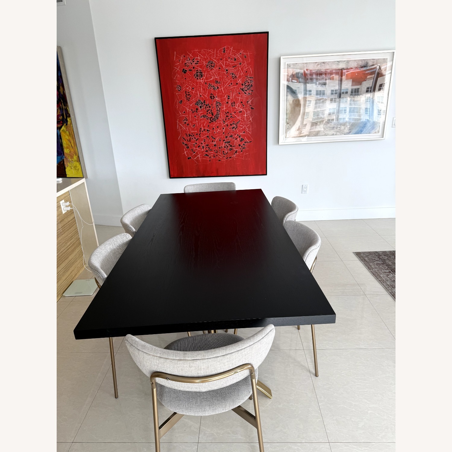 West Elm Black Wood Dining Table and 6 Chairs - image-2