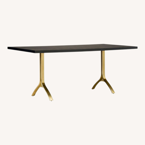 Used West Elm Black Wood Dining Table and 6 Chairs for sale on AptDeco
