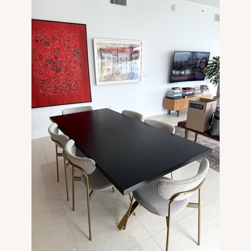 Used West Elm Black Wood Dining Table and 6 Chairs for sale on AptDeco