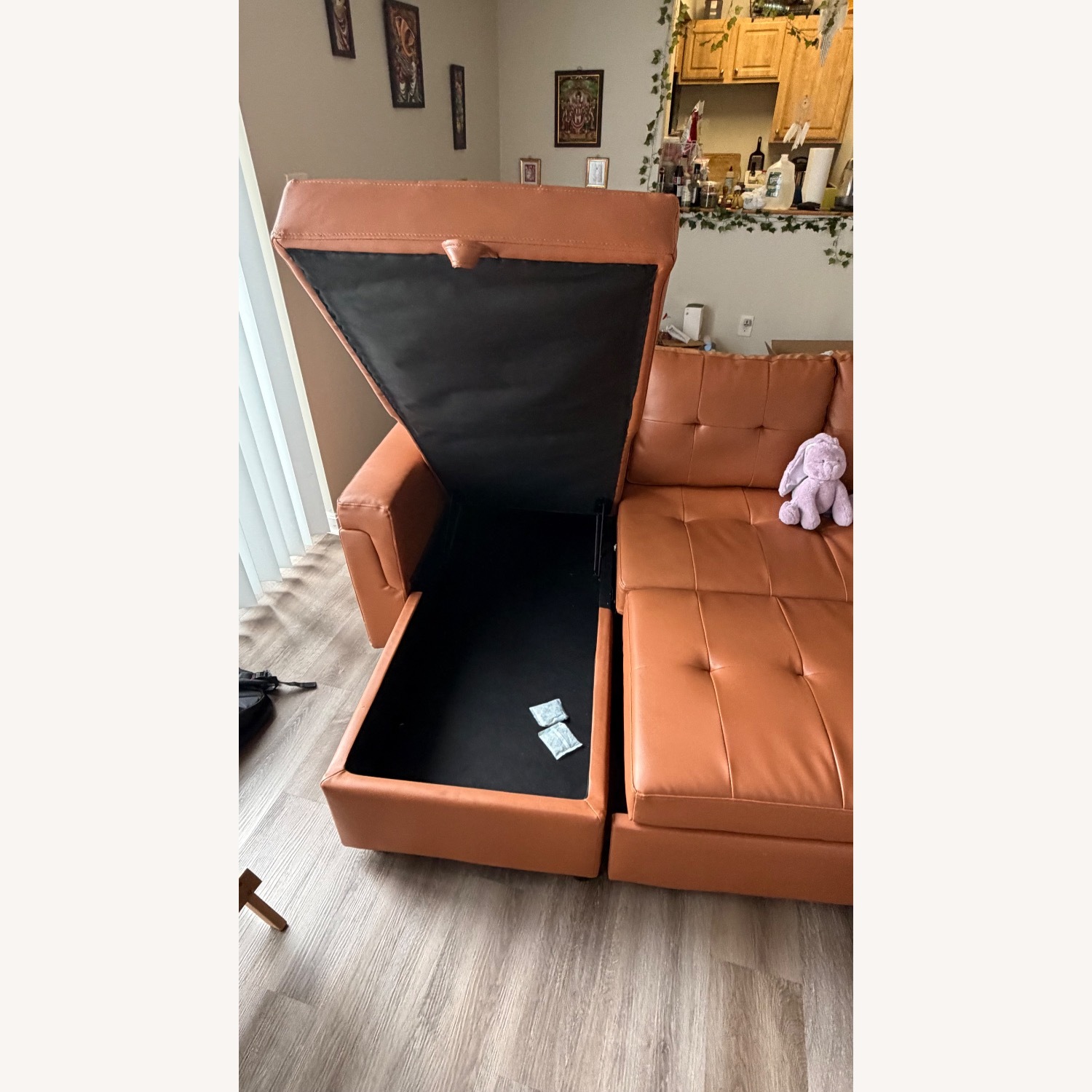 Light Brown Leather 3+ Seater Sofa - image-2