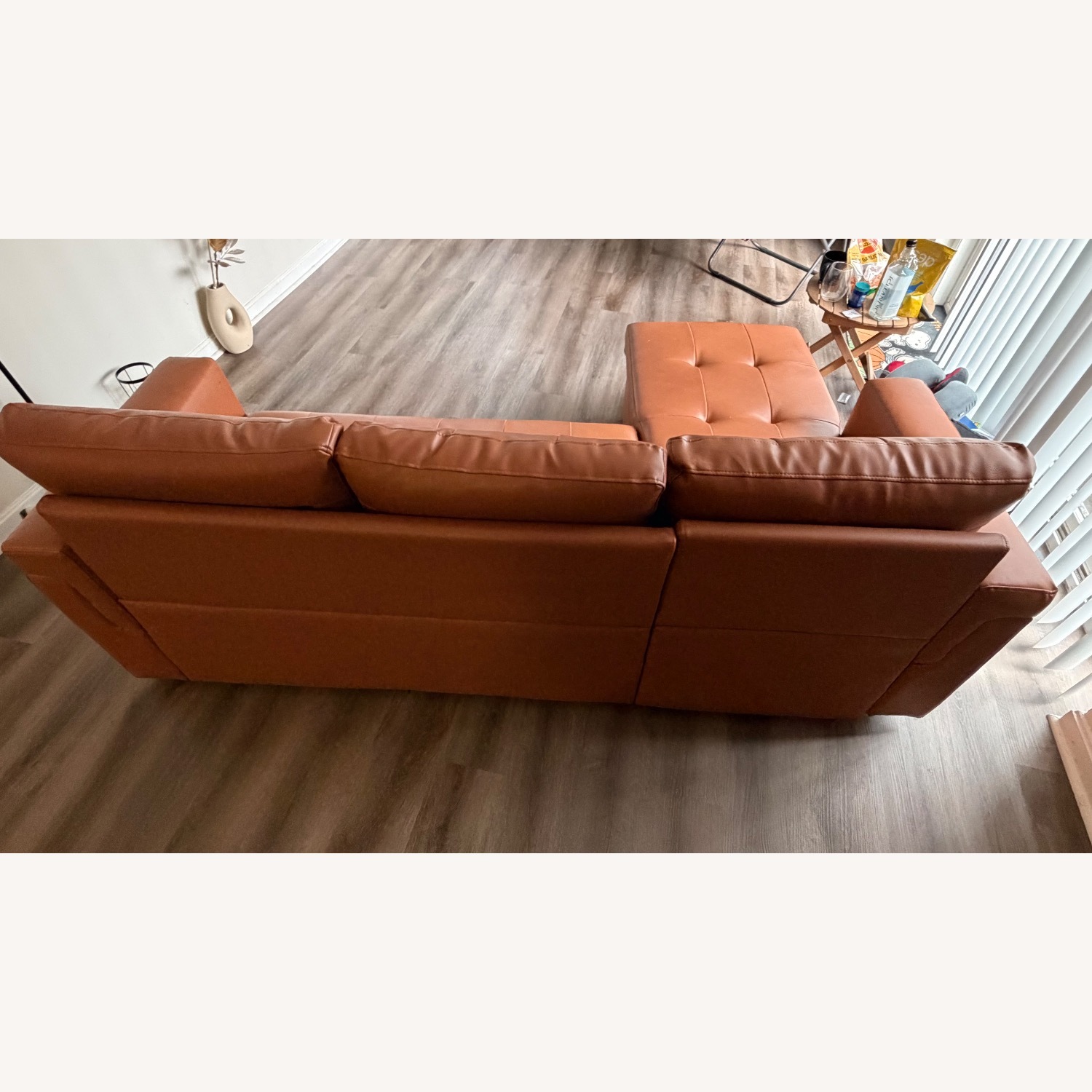 Light Brown Leather 3+ Seater Sofa - image-3