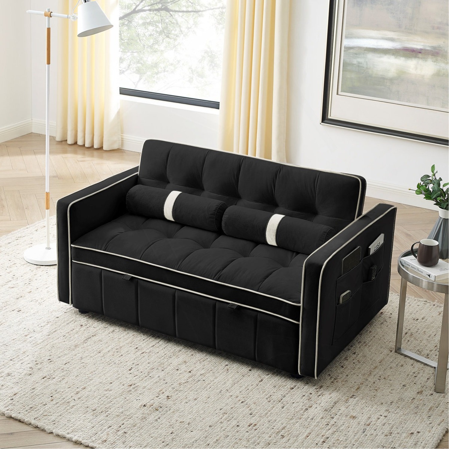 Wayfair Black Velvet Sleeper Sofa - image-2