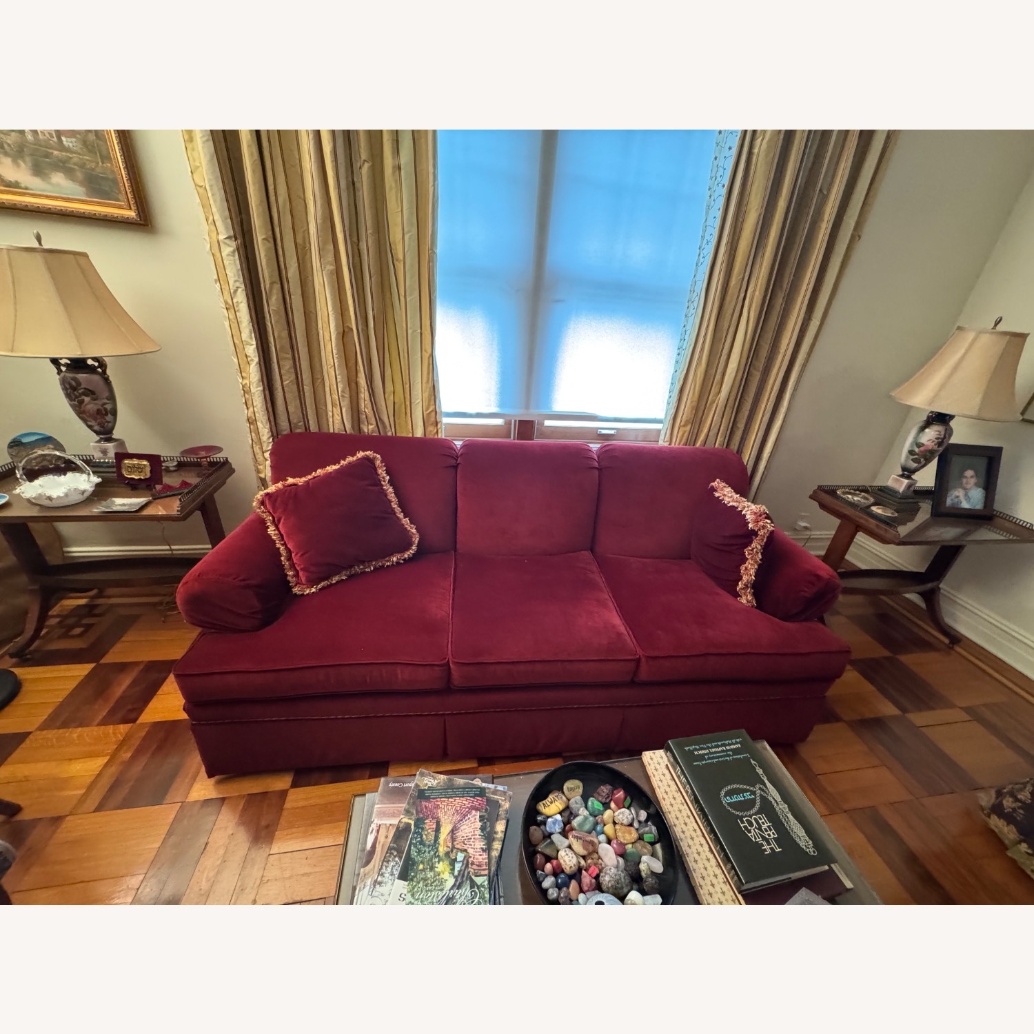 Ethan Allen Red 3+ Seater Sofa - image-1