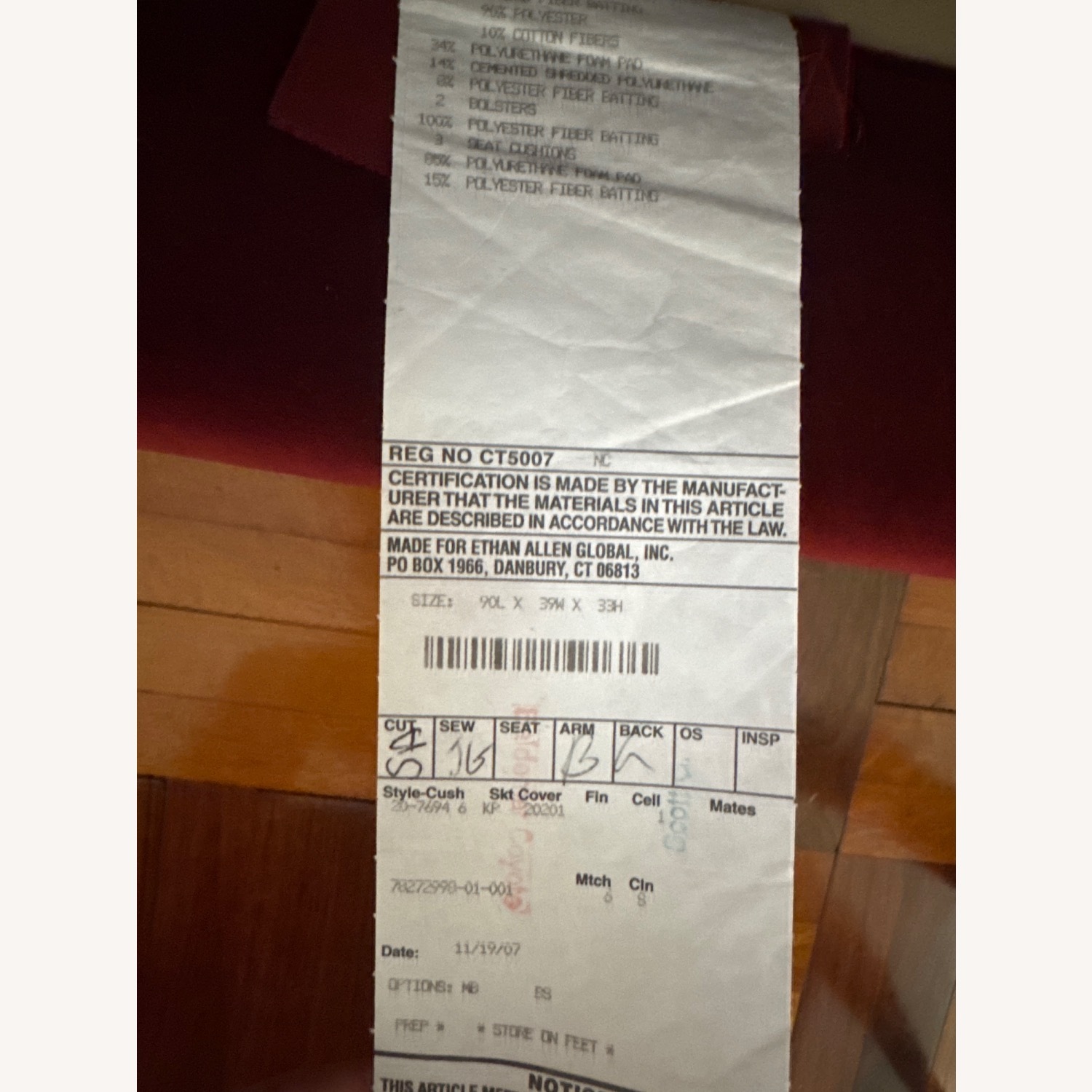 Ethan Allen Red 3+ Seater Sofa - image-5