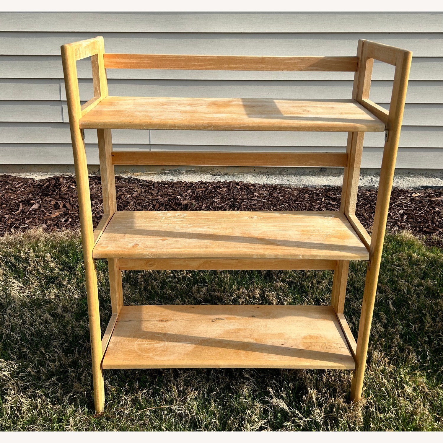 Vintage Light Oak Wood 3 Shelf Shoerack - image-1