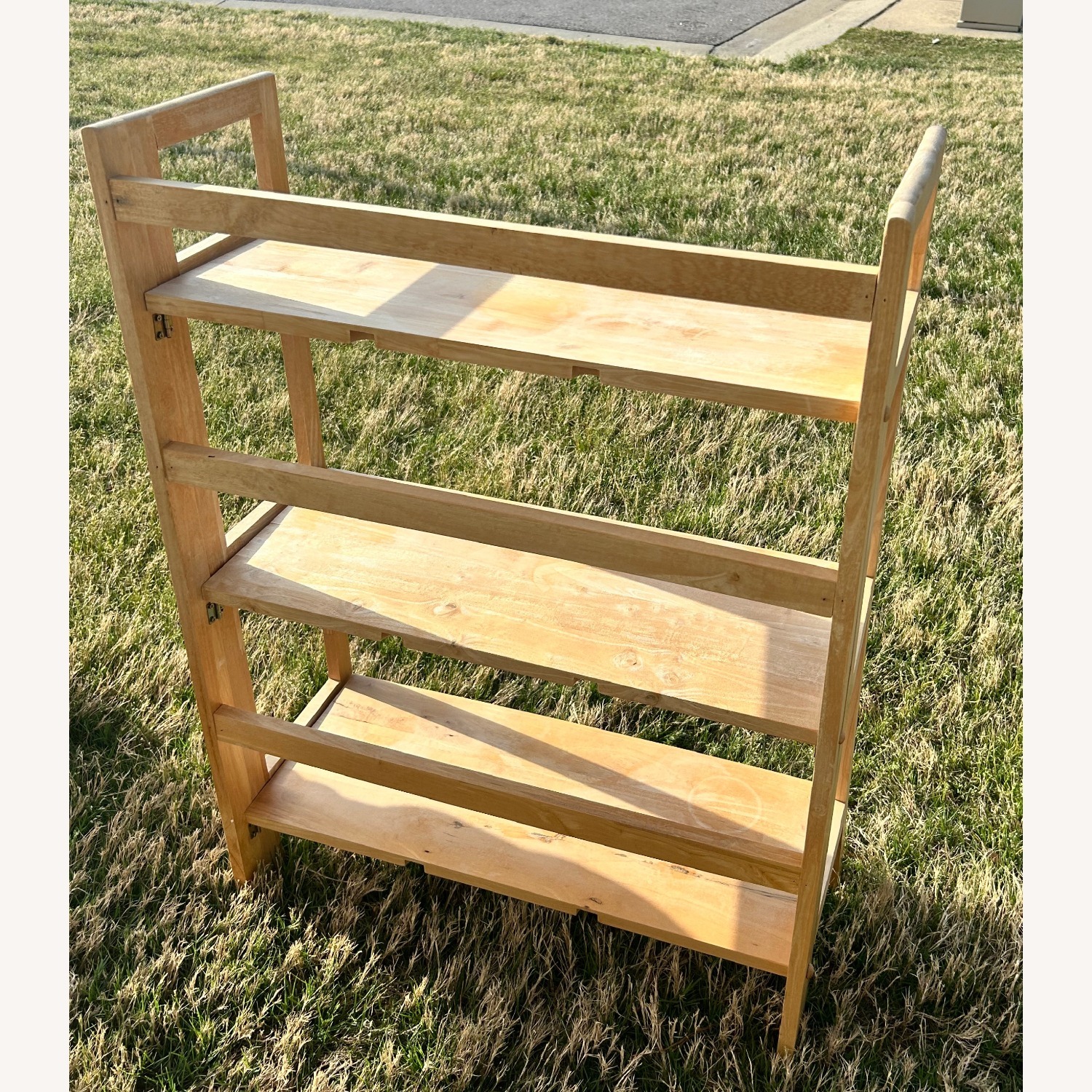 Vintage Light Oak Wood 3 Shelf Shoerack - image-2