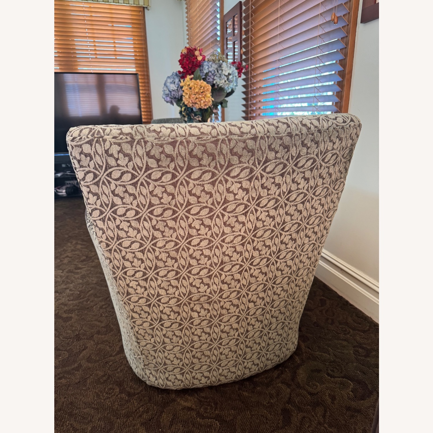 Crate & Barrel Mandy Mist Swivel Chair - image-3