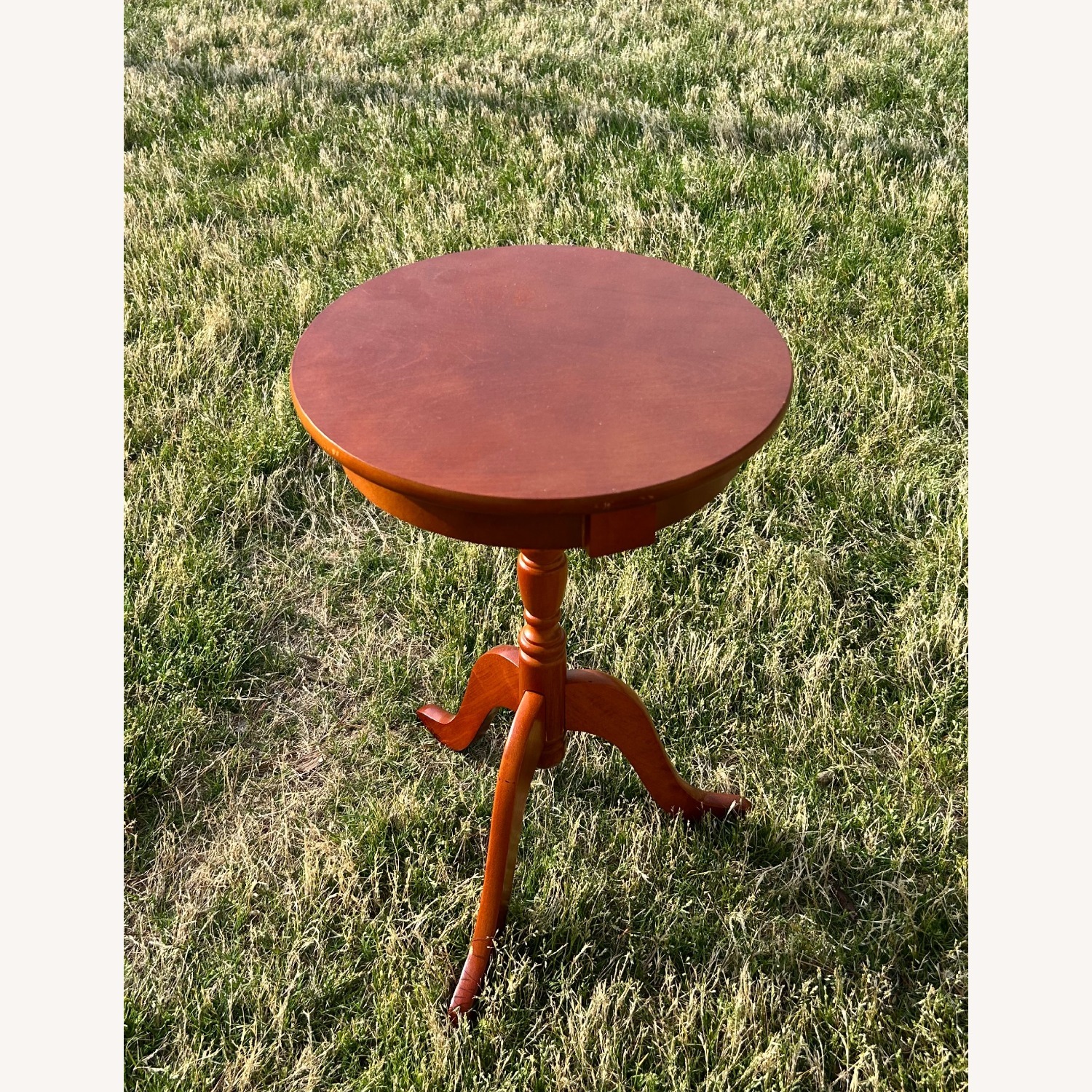 Vintage Maple Wood Round Side Table - image-1