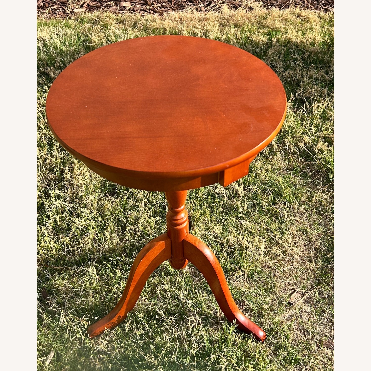 Vintage Maple Wood Round Side Table - image-2