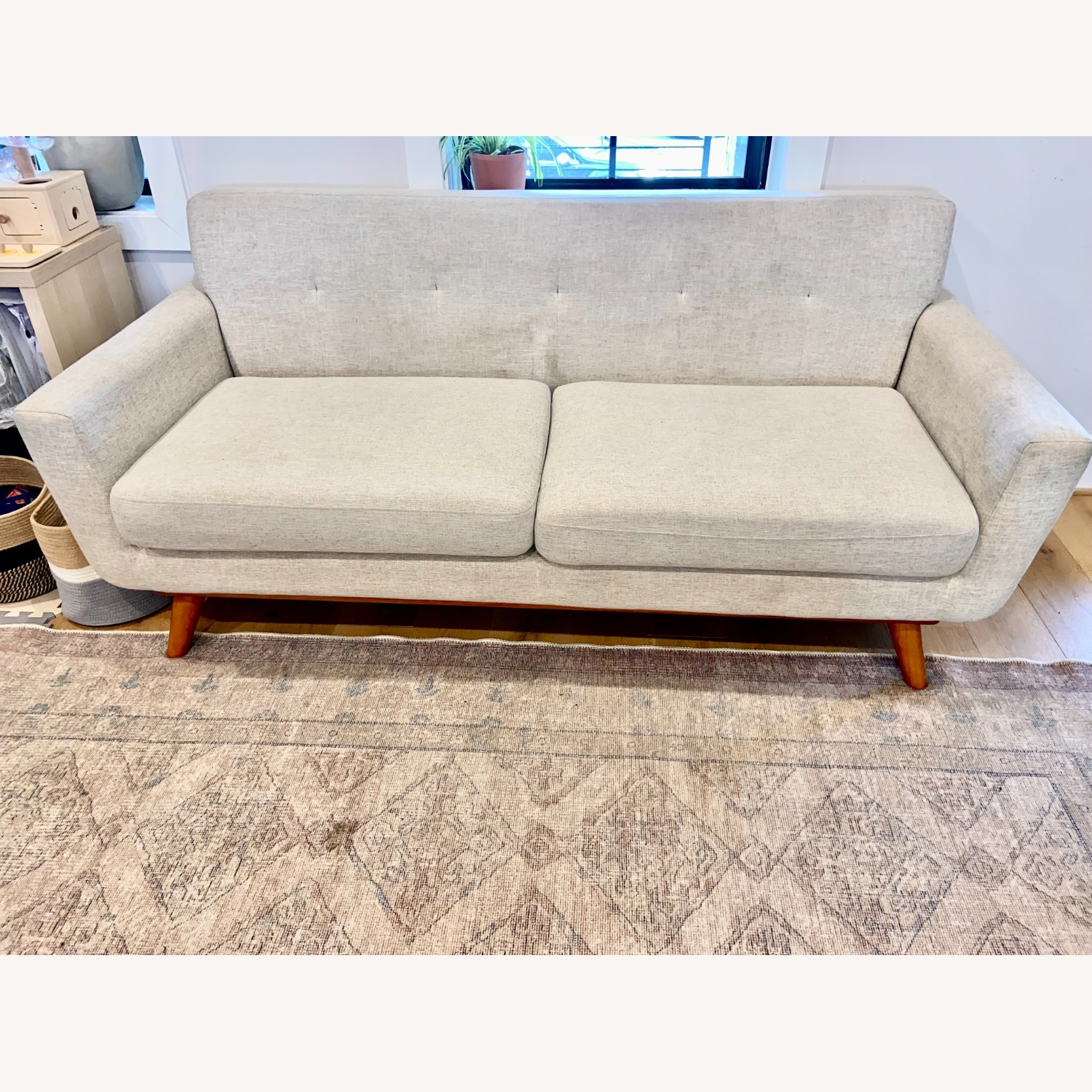 Engage Upholstered Fabric Loveseat in Beige - image-1