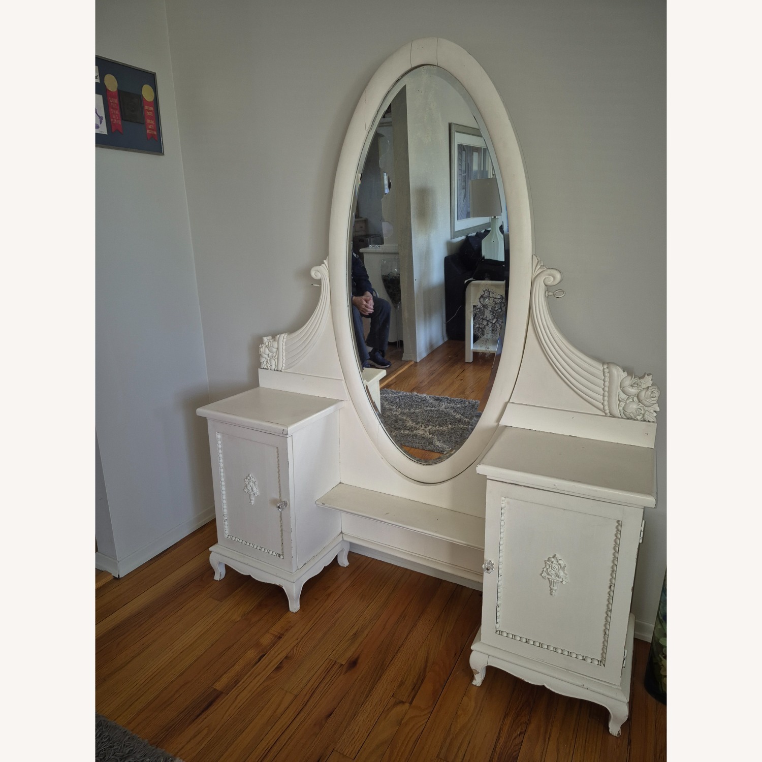 Vintage/Antique White Wood Sideboard - image-2