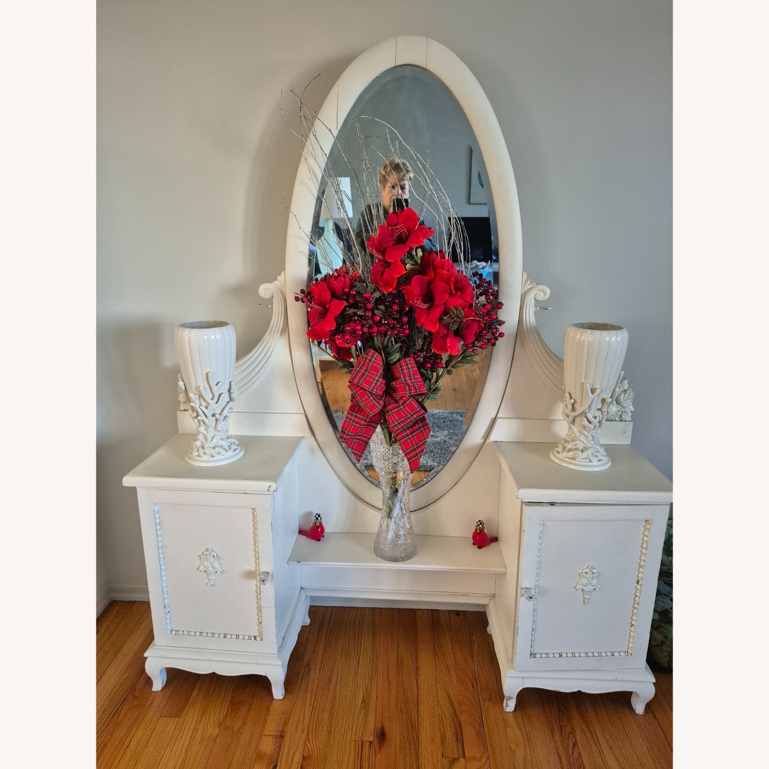 Vintage/Antique White Wood Sideboard - image-1