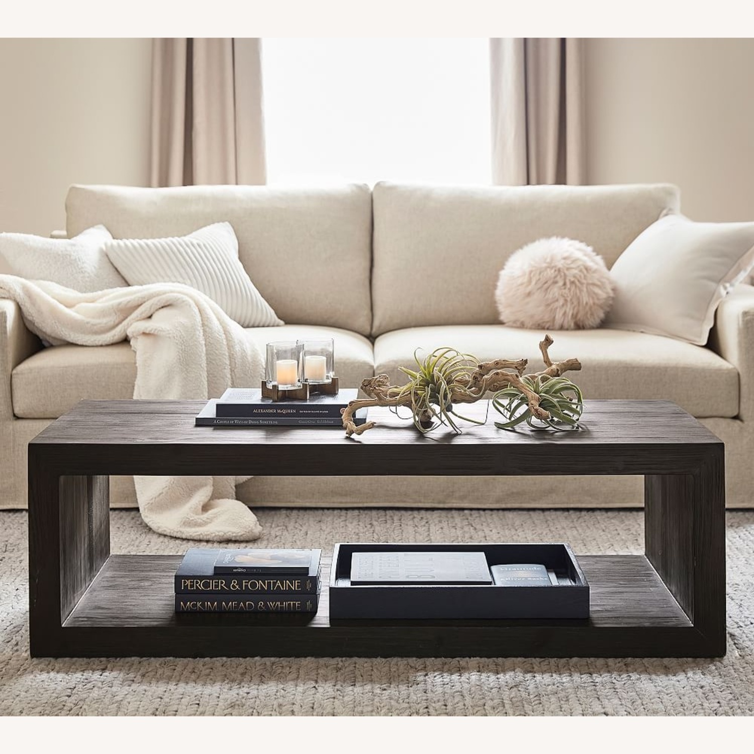 Pottery Barn Folsom Dark Brown Wood Coffee Table - image-5