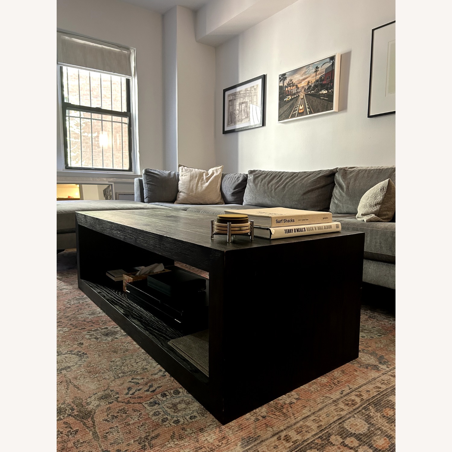 Pottery Barn Folsom Dark Brown Wood Coffee Table - image-2