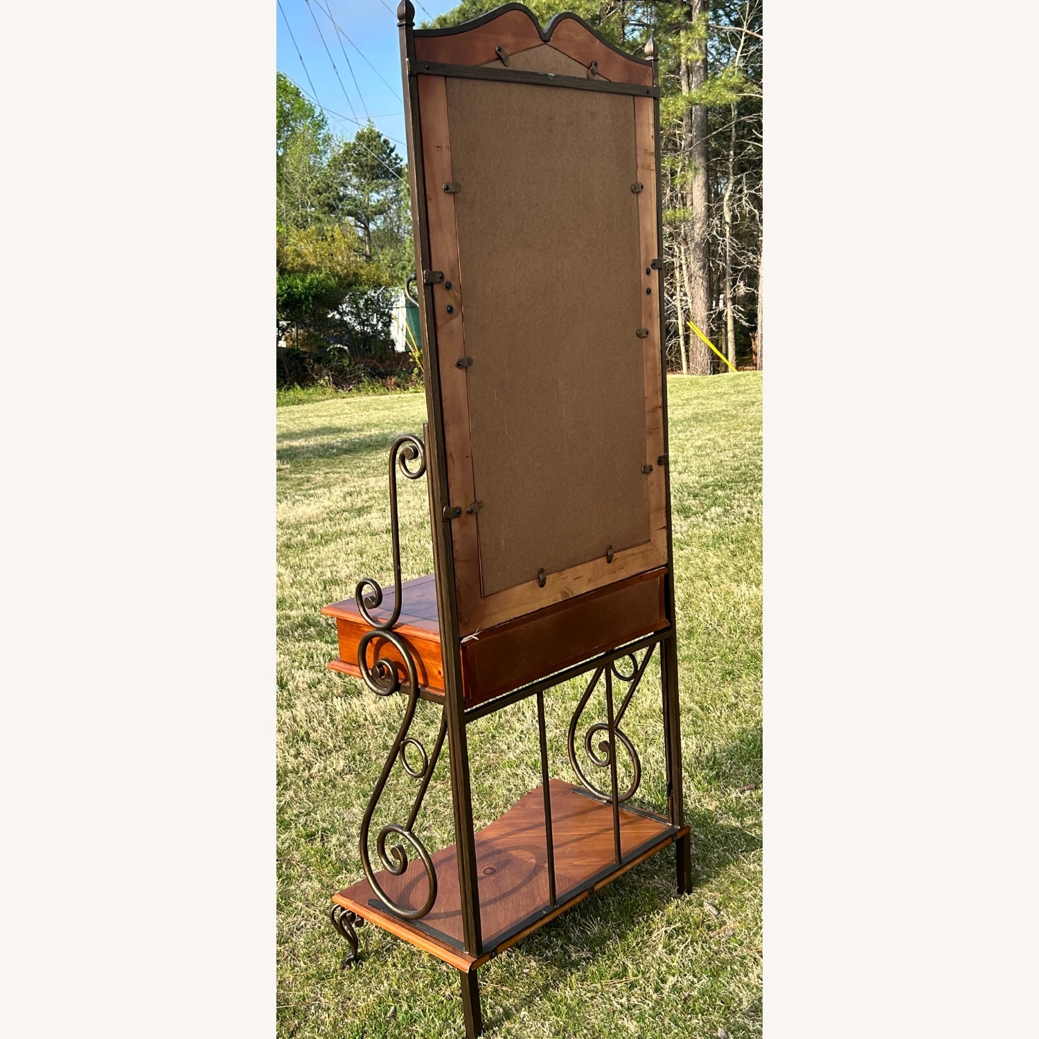 Vintage Natural Maple Wood Storage with Mirror - image-2