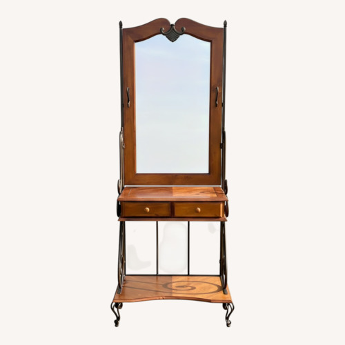 Used Vintage Natural Maple Wood Storage with Mirror for sale on AptDeco