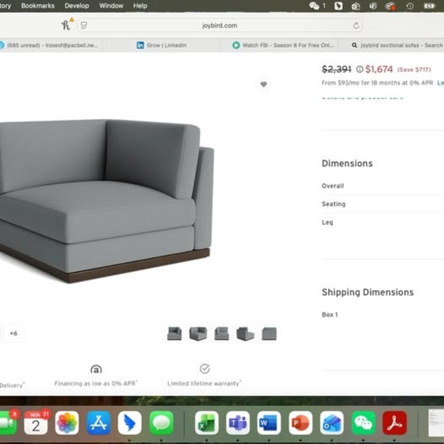 Joybird Holt Sectional+Corner Piece - image-4