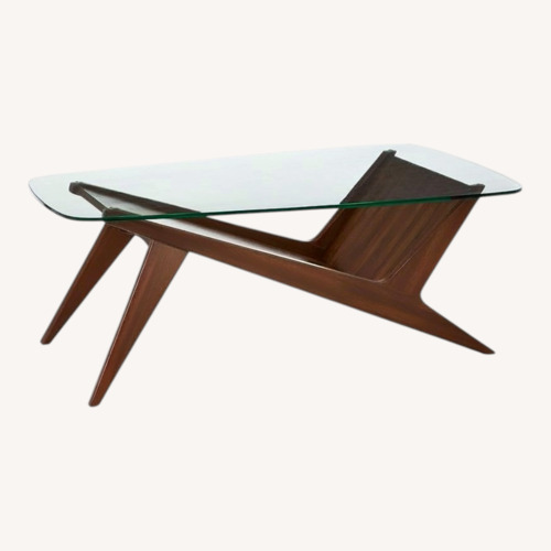 Used West Elm Dark Brown Glass Coffee Table for sale on AptDeco