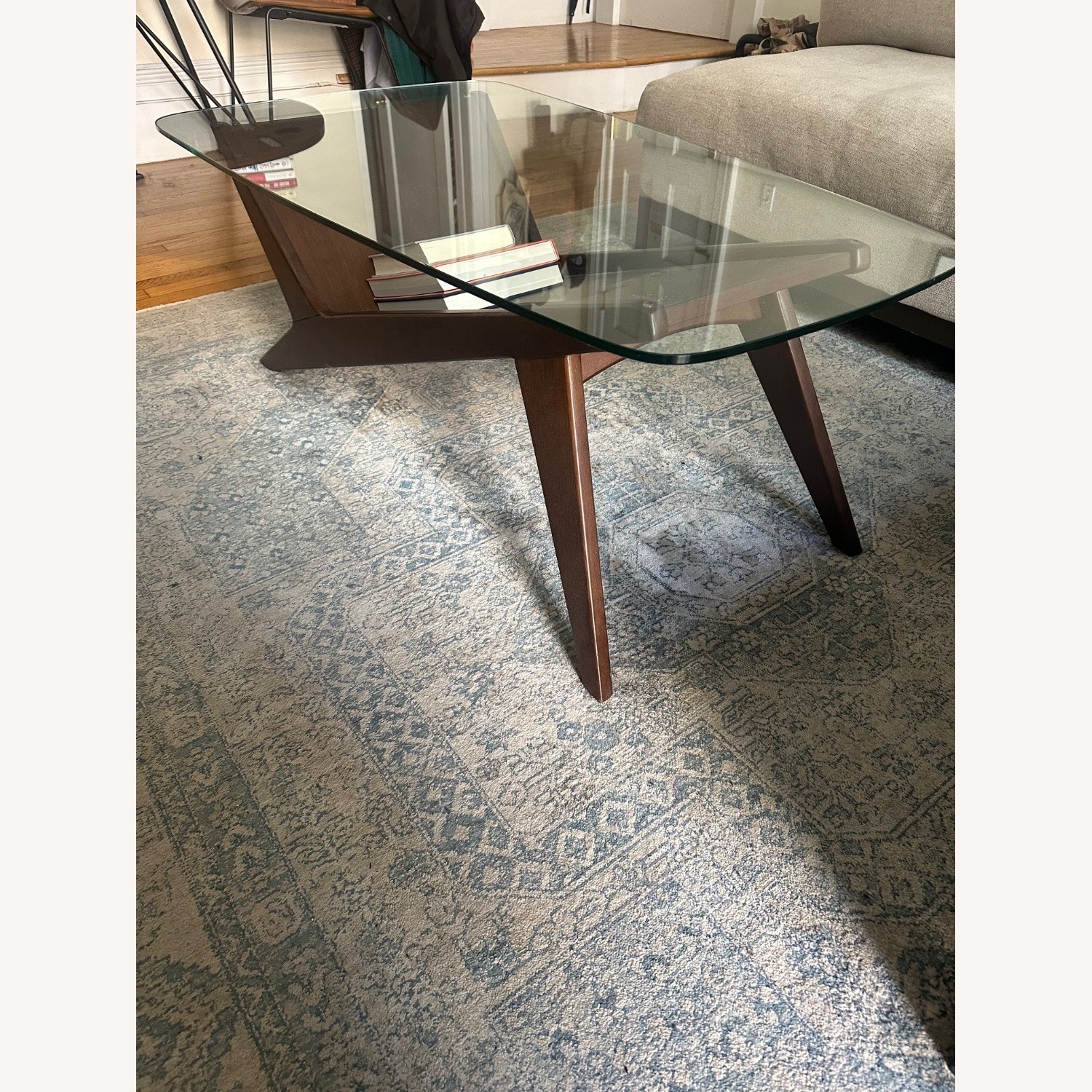 West Elm Dark Brown Glass Coffee Table - image-4