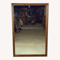 MCM Rectangular Mirror with Rounded Walnut Frame