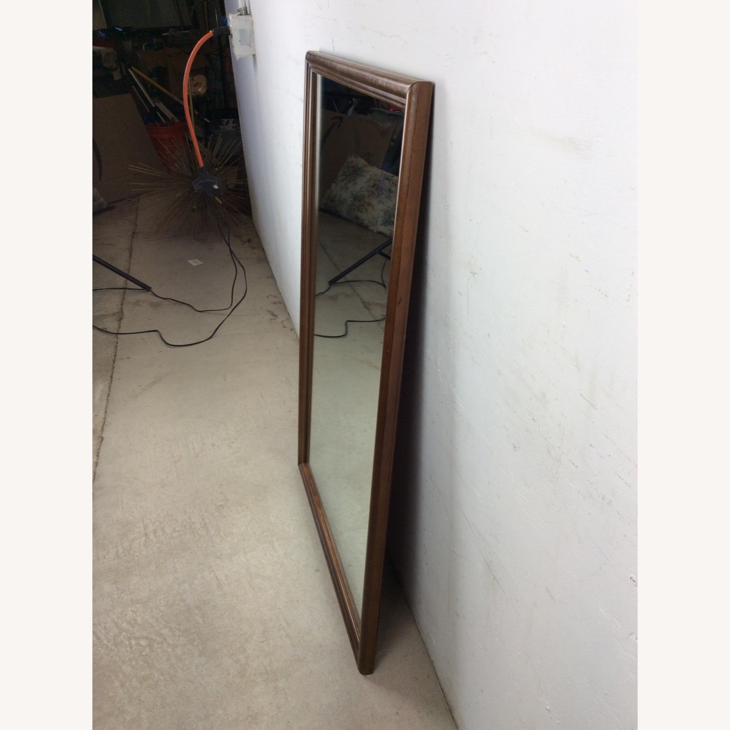 MCM Rectangular Mirror with Rounded Walnut Frame - image-14