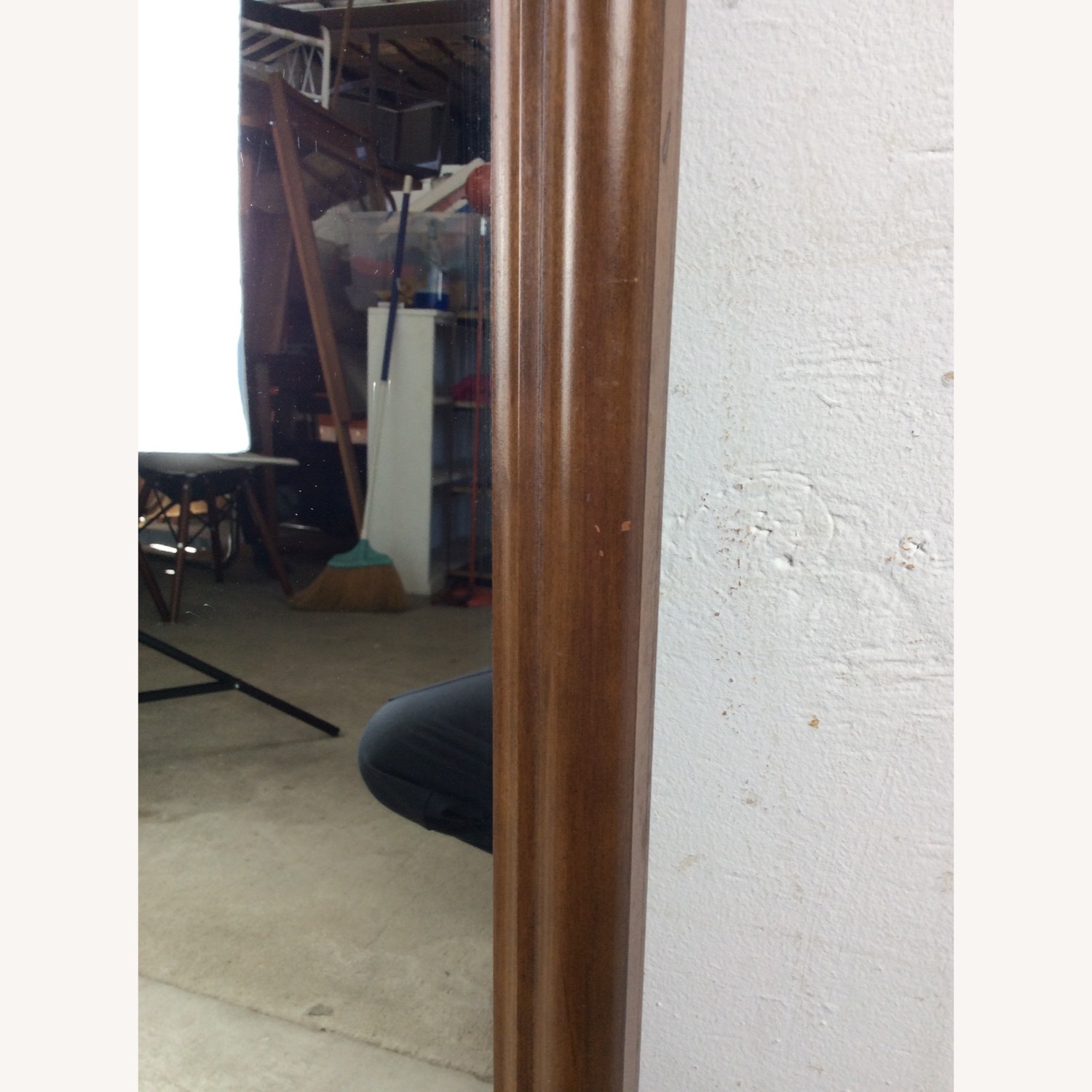 MCM Rectangular Mirror with Rounded Walnut Frame - image-9