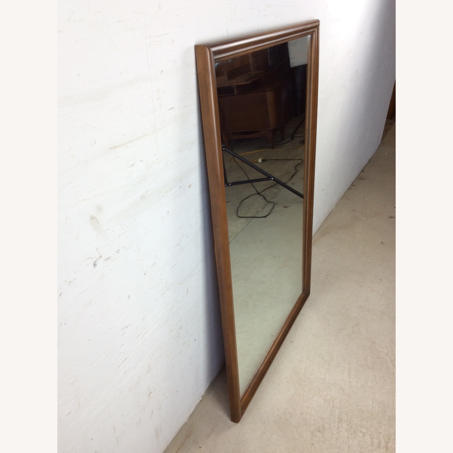 MCM Rectangular Mirror with Rounded Walnut Frame - image-13